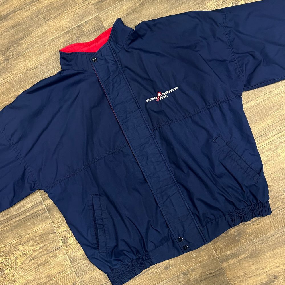 Vintage K-Products Jacket Rural Natural Gas Men Size‎ XL Made In USA Navy Blue